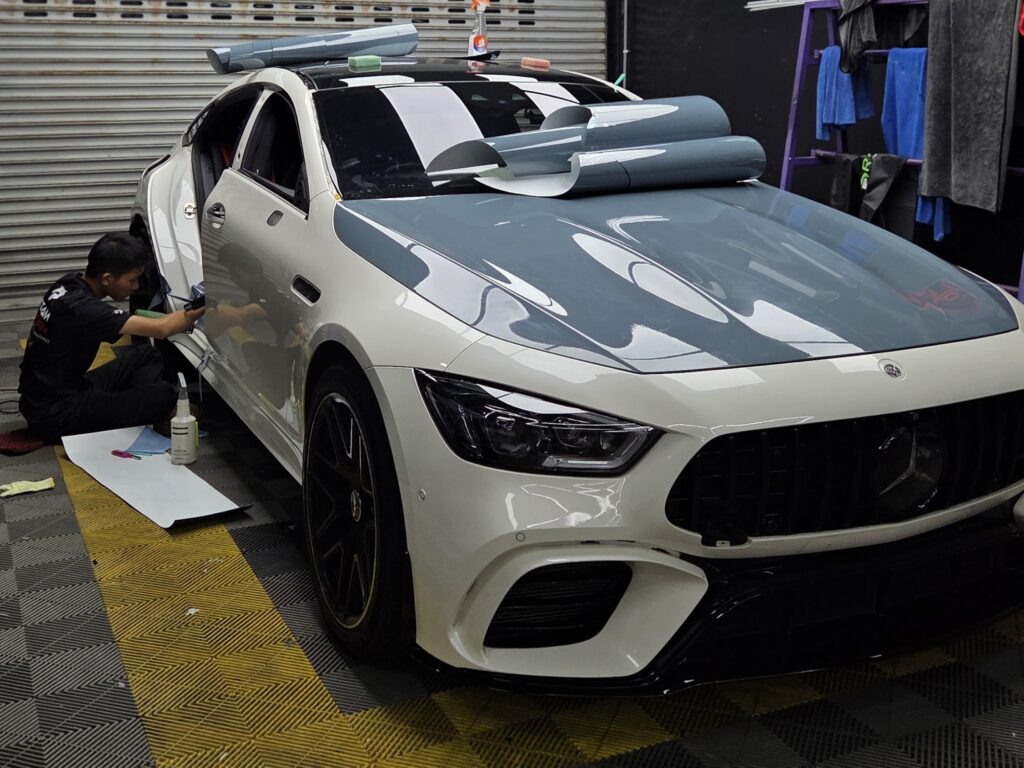 project unicorn mercedes gt43 full color wrapping shore blue